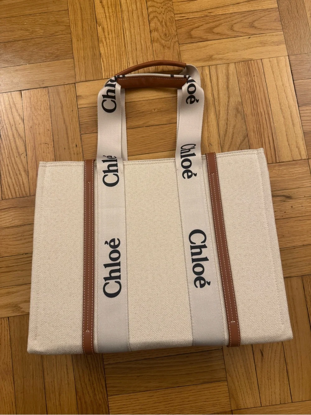 Fake Chloe Large Woody Linen Tote